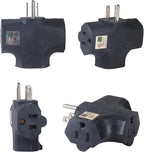 3 Way Plug Adapter - UL Listed - Outdoor Outlet Splitter 3 Prong - Electrical Outlet Extender, Wall Outlet Expander, Outdoor Heavy Duty Triple Plug Outlet Adapter 3PCS Black