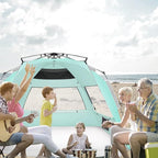 Oileus XX-Large Pop Up Beach Tent Sun Shelter for 5-6 Person Portable Sun Shade Instant Tent for Beach with Carrying Bag, Stakes, 6 Sand Pockets, Anti UV for Fishing Hiking Camping Light Green