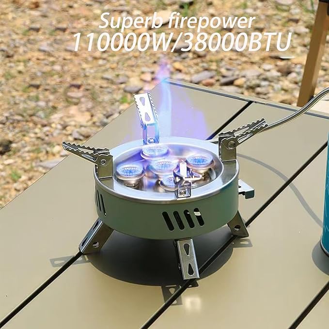 Camping Stove, Portable Lightweight Backpacking Stove with EVA Bag and Piezo Ignition, Foldable 3 in 1 Gas Stove Burner for Outdoor Picnic Cooking and Hiking (Large)