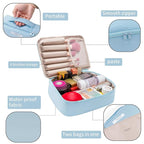 Queboom Travel Makeup Bag Cosmetic Bag Makeup Bag Toiletry bag for women and men (Blue-3pcs)