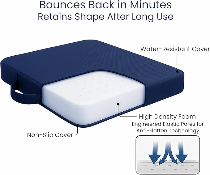 2-Pack Stadium Seat Cushions for Bleachers – Waterproof 2.8" Extra Thick for Long Sitting Hours, Portable Bleacher Cushions, Lightweight Stadium Seat Pads, Suitable for Outdoor Use (Dark Blue)