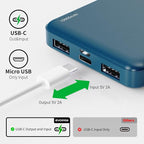 2-Pack Portable Charger, Slimmer 10000mAh Power Bank, USB C in&Out Fast Charging Battery Pack, External Portable Power Bank for iPhone Tablet Samsung Pixel Headphones etc (Blue&Pink)
