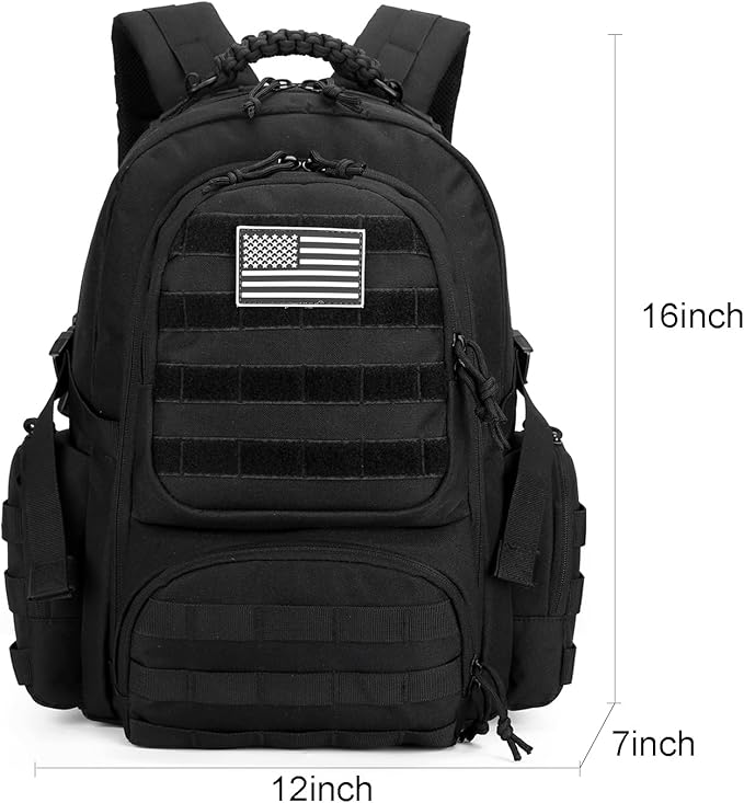 30L Military Tactical Backpack for Men 3 day Assault Pack Molle Daypack Army Hiking Rucksack (Black)