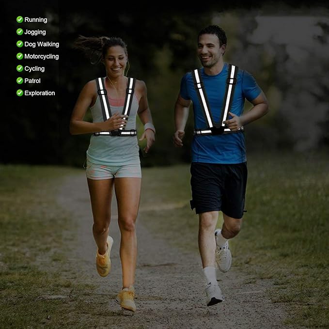 Reflective Vest Running Gear, 2Pack High Visible Safety VES for Cycling Jogging Running Walking, Adjustable for Men Women Kids