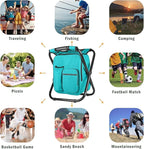 Kikerike Backpack Stool Cooler Chair Heavy Duty 400 LBS Max Load Portable Lightweight Stool Backpack Folding Fishing Cooler Seat for Camping Hunting Fishing - Blue-Green