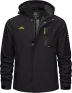 TACVASEN Men's Rain Jacket Lightweight Windbreaker with Hooded Water Resistant Outdoor Raincoat for Hiking Travel Camping