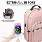 LOVEVOOK Laptop Backpack for Women 17.3 inch,Cute Womens Travel Backpack Purse,Professional Laptop Computer Bag,Waterproof Work Business College Teacher Bags Carry on Backpack with USB Port,Pink