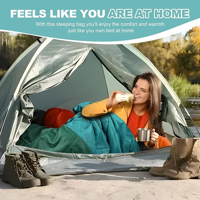 AGEMORE Sleeping Bag for Adults, Single and Double Size, Lightweight Waterproof XXL Sleeping Bag for Adults Kids Couples Camping Hiking Backpacking Or Traveling, Warm & Cold Weather