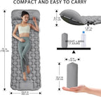 MEI&CO Lightweight Convertible Double Inflatable Camping Pad – 2-in-1 Single Pads Built-in Pillow – Quick Inflate Foot Pump, 660lb Capacity – Perfect for Couples & Family Adventures (2, Gray)