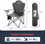 OUTSIDER Folding Camping Chair Heavy Duty Folding Chair 400lbs Oversized Outdoor Chairs with Cup Holder, Cooler Bag, Storage Pocket & Lumbar Support (Style-2, 1pc)
