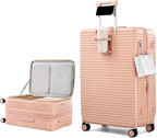 Hard Shell Suitcases 28 Inch Large Checked Luggage with Spinner Wheels Cup Holder, Expandable Check in Luggage Lightweight Top Opening Luggage Big Rolling Suitcase with Lock, Pink