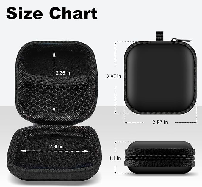 Square Earbud Case Portable EVA Carrying Case Storage Bag Cell Phone Accessories Organizer with Carabiner for Earphone, Earbud, Earpieces, SD Memory Card, Camera Chips, Tech Pouch, Purple
