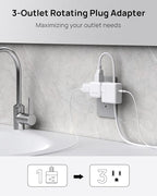 TROND Multi Plug Wall Outlet 2 Pack, 3 Way Outlet Adapter with 360 Rotating Plug, Cruise Ship Essentials, Small Wall Extender for Bathroom, Kitchen, Home, Office, Dorm