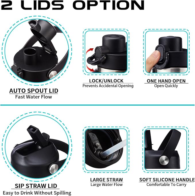 40 oz Tumbler with Handle, Insulated Water Bottle with Straw - Auto Spout Lid, Carrier Pouch, Purple Metal Thermal Hydro Travel Coffee Mug Flask for Car Cup Holder, Keep Cold 48H Hot 24H