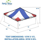 Party Tents Direct 20'x20' Weekender Canopy Pole Tent - Easy Up Canopy Tent with 80 Person Capacity - Outdoor Canopies for Parties, Weddings, & Events (Red, White and Blue)
