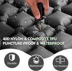 Camping Sleeping Pad, Ultralight Camping Mat with Pillow Built-in Foot Pump Inflatable Sleeping Pads Compact for Camping Backpacking Hiking Traveling Tent (Grey, Single)