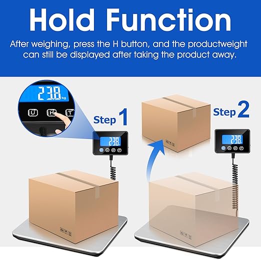 440lb Luggage Scale Accurate to 0.35oz, Heavy Duty Digital Shipping Package Weight Scale with LCD, Tare/Hold, USB & Battery Powered, for Father's Day, Small Business, Warehouse & Home Use