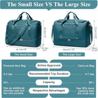 Travel Duffel Bag for Women, Carry-on Overnight Weekender Bags with Wet Pocket, For Spirit Airlines 18x14x8 Personal Item Bag,Small,Peacock Blue
