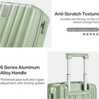 Hanke 16 Inch Underseat Carry on Luggage with Wheels,Small Hard Shell Suitcases for Weekender,Travel Approved Lightweight Travel Luggage Suitcase for Womem Men,Bamboo Green.