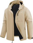 WULFUL Men's Softshell Jacket Waterproof Lightweight Insulated Windbreaker Fleece Lined Rain Shell Jacket for Hiking Travel