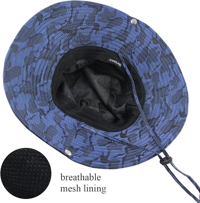 CAMOLAND Mens Fishing Hat Wide Large Brim Sun Hat with Outdoor UV Protection