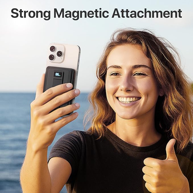 Magnetic Portable Charger, 10000mAh Wireless Power Bank with Stand and USB C in/Out LED Display, Battery Pack for iPhone 16/15/14/13/12/Pro/Mini/Pro Max