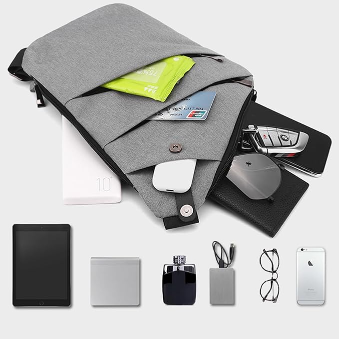 Anti Theft Crossbody Bags for Women Men, Multi-Pocket Shoulder Bag, Slim Sling Purse with 2 RFID Blocking Card (Right Shoulder-Viola)