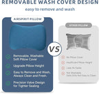 AIRSPIRIT Inflatable Camping Pillow Ultralight Adjustable Firmness, TPU Travel Pillow for Neck & Lumbar Support, Hiking, Backpacking, Airplane, Car Travel & Beach with Removable Washable Cover (Blue)