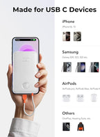 Slim Portable Charger 10000mAh, Travel Power Bank with Built-in USB-C Cable & LED Display, 22.5W Fast Charging Battery Pack Compatible with iPhone 16 15 Samsung S24 S23 -White