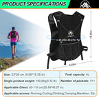 Running Vest for Women Men, Lightweight (194g/8 Bags) Hydration Backpack Phone Holder Vest for Hiking Trail Cycling Race Marathon Running Essentials