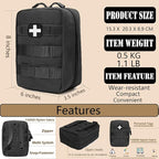 First Aid Kit EMT Medical IFAK Pouch, Molle Tactical Med Emergency Trauma Bag for Camping Home Car Hiking Hunting (Black)