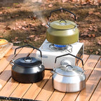 Camping Kettle Camp Tea Coffee Pot, 1L Stainless Steel Outdoor Campfire Camp kettle, Portable Lightweight Teapot Fast Heating Boiling Water, Ideal for Hiking Picnic Travel, Green