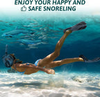 Mask Fins Snorkeling Gear for Adults, Full Face Snorkel Mask & Adjustable Swim Fins Snorkel Set, Panoramic View Snorkel Mask Dry Top Anti-Fog Anti-Leak