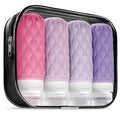 100 ml Silicone Travel Bottles for Toiletries with Labels/Clear Bag, Holiday Travel Essentials Leakproof Refillable Squeeze Travel Size Containers Set for Shampoo and Conditioner