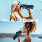 32oz Insulated Water Bottle with Straw Lid & Spout Lid & Paracord Handle, Stainless Steel Water Bottle Wide Mouth, Double Wall for Women Men Gym Fitness Outdoor