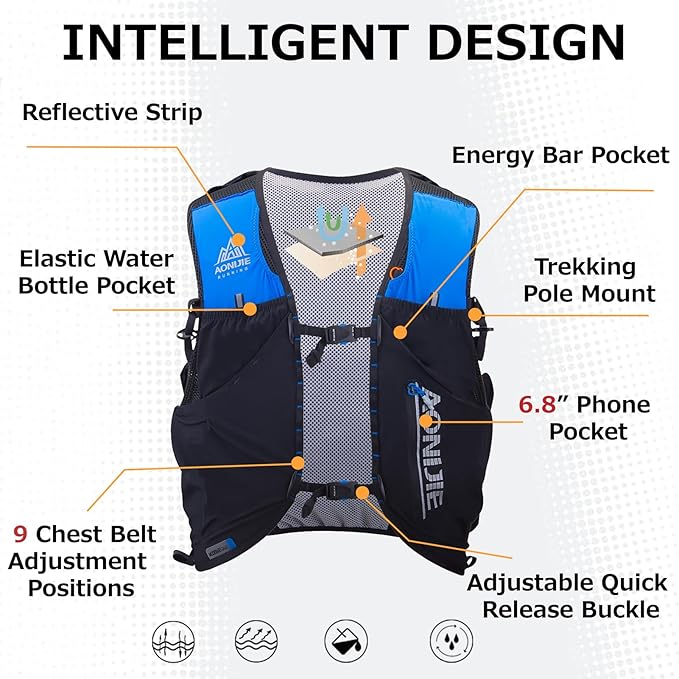Azarxis Hydration Vest 2.5L Trail Pack Running Marathon Race Backpack Daypack for Outdoors Hiking Biking