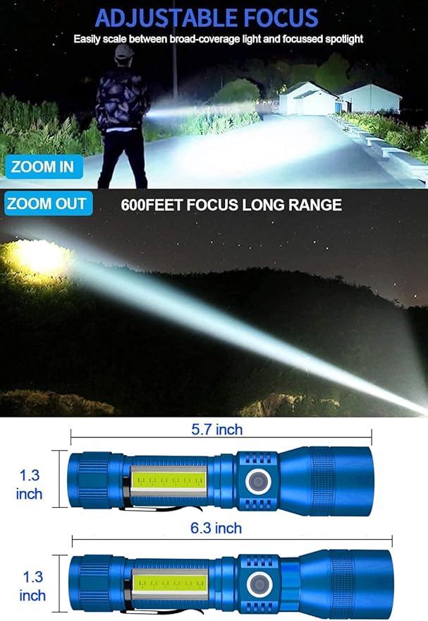 Black Light UV Flashlight Rechargeable, 3in1 Super Bright Tactical Flashlights LED UV Black Light &Redlight, 1500Lumen 7Modes, Zoomable, Waterproof Pocket Flashlight for Pet Stains Detection,Camping