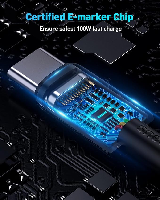 Baseus USB C Cable, 100W PD 5A QC 4.0 Fast Charging USB C to USB C Cable, Zinc Alloy Nylon Braided USB Type C Charger Cable for iPhone 17 16 Pro Plus Pro Max, MacBook, iPad Pro, Samsung S23/S22 (10ft)