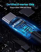 Baseus USB C Cable, 100W PD 5A QC 4.0 Fast Charging USB C to USB C Cable, Zinc Alloy Nylon Braided Type C Data Cable for Samsung S21 S20+ S10 Note 10 iPad Pro MacBook Pro Google Pixel and More (2M)