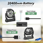 Portable Fan Rechargeable, 20400mAh Cordless Battery Powered Fan with LED Lantern, USB C Battery Operated for Travel Bedroom Home Camping Tent Office Beach Desk Fishing Outdoor