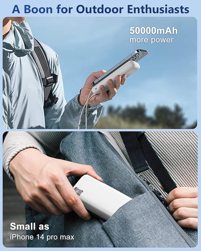 Portable Charger 50000 mAh Power Bank PD 30W and QC 4.0 PowerBank Fast Charging External Battery Pack with USB-C LED 3 Outputs & 2 Inputs Portable Charging for iPhone 15 14 13 pro, Samsung