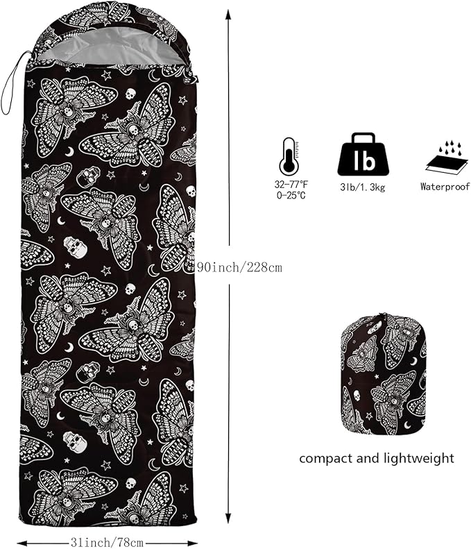 QOOMO Camping Sleeping Bags,3 Season Warm & Cool Weather,Lightweight,Waterproof Sleeping Bags for Adults & Kids,Traveling,and Outdoors,Camping Gear Equipment