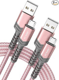 JSAUX (2-Pack 6.6FT) Micro USB Android Charger Cable Nylon Braided Cord Compatible with Galaxy S7 S6 J7 Edge Note 5, Kindle. MP3 and More-Pink