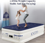 Air Mattress Twin with Built-in Pump, Blow Up Mattress with Soft Flocked Top, Leakproof Inflatable Mattress, Foldable Waterproof Air Bed for Home, Guests, Camping, with Storage Bag