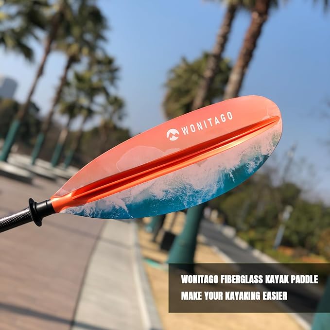 Kayak Paddles with Fiberglass Shaft and Reinforced PP Blade, Floating Adjustable Kayaking Oars, 3 Piece, 220-240 cm/86-94 Inches, 240-260 cm/94-102 Inches