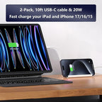 iPad Charger Fast Charging for Apple iPad 10th Generation 10.9", 2025 i.Pad 11 A16/i-Pad Pro 13 M5/11 M4,12.9 6th/5th, 2024 i Pad Air 13/11,20W USBC Block Long 10ft Cable,Fast iPhone 17/16/15/2Set