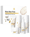 Skin Care Set,5Pcs Rice Raw Pulp Soft Travel Kit for Women, Moisturizing Brilliant Skin Rejuvenating Care Kit, Women’s Mother's Day Skincare Beauty Products Gift Kit for Mom Wife Teenage Girls