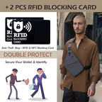 Anti Theft Crossbody Bags for Women Men, Multi-Pocket Shoulder Bag, Slim Sling Purse with 2 RFID Blocking Card (Right Shoulder-Pink Purple)