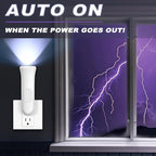 4 in 1 Emergency Power Failure Lights for Home, 2 Pcs Rechargeable LED Flashlight, Automatic Turn-On Power Outage Light Plug in Wall for Snow Storm Weatheready, White