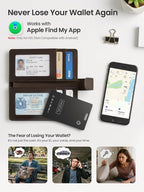 Wallet Tracker Card – Works with Apple Find My [Apple MFi Certified, iOS Only], Slim 1.65mm Bluetooth Item Finder, IP68 Waterproof, Wireless Rechargeable GPS Locator for Wallet, Keys & Luggage